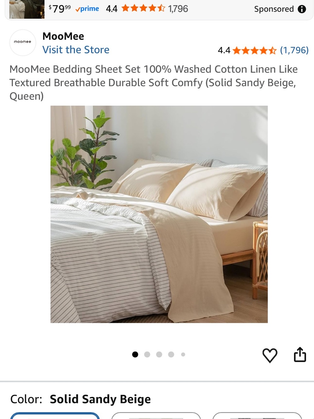 Solid Sandy Beige Bedding Set - Soft Washed Cotton